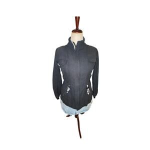 CAbi Tailored Zip Up Utility Jacket Gray Cotton XS